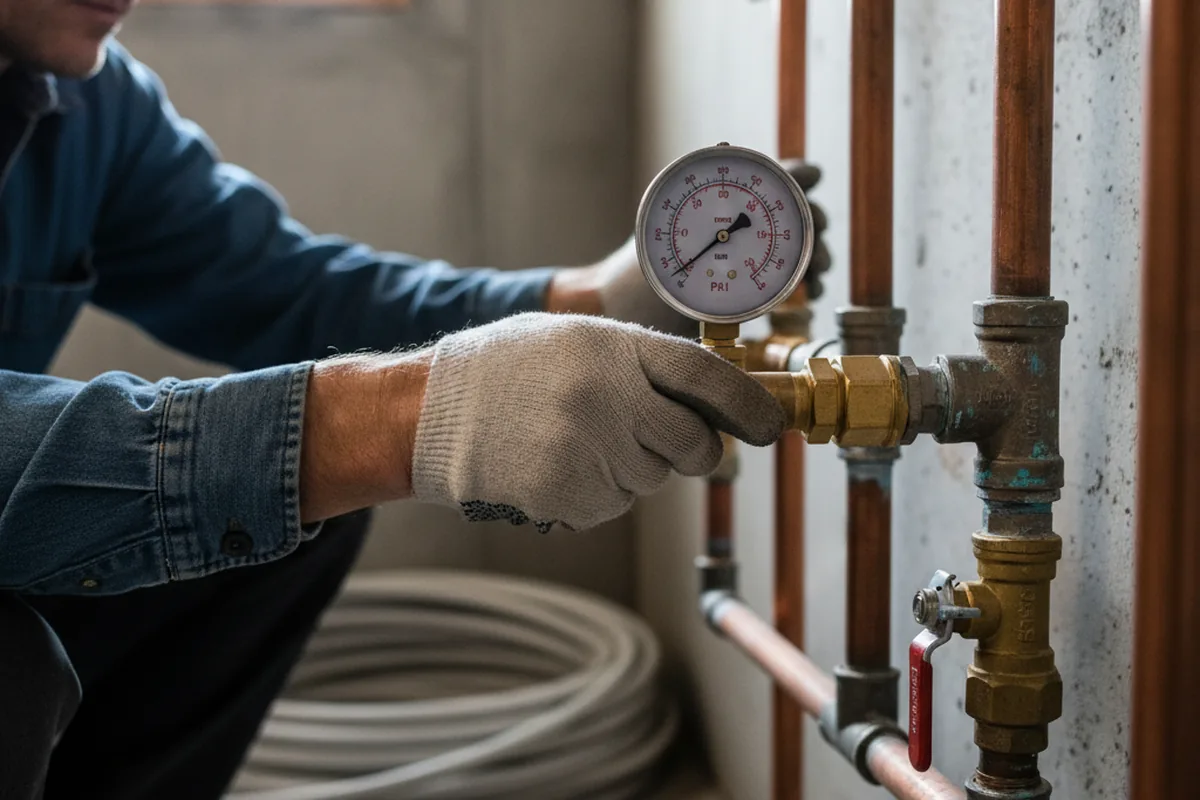 Pressure testing a repaired line during Water Line Repair in Price